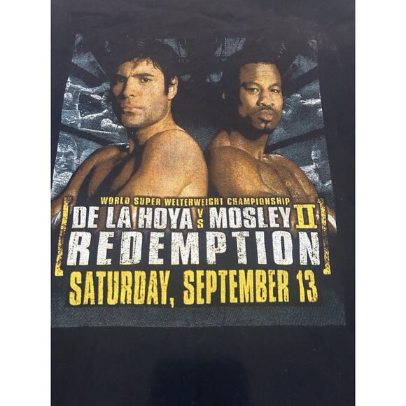 Vintage Oscar De La Hoya Tshirt Be Shane Mosley 2 Double Sided XXL Ripped Tag - Picture 2 of 5